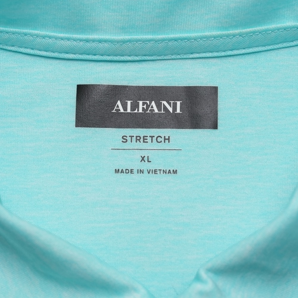 Alfani Polo Shirt Mens XL Blue Stretch Short Sleeve Space Dye Performance - Picture 3 of 10